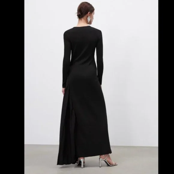 ZARA COLLECTION BLACK KNIT BANDAGE CONTRAST MAXI DRESS $89.90 - Picture 2 of 12